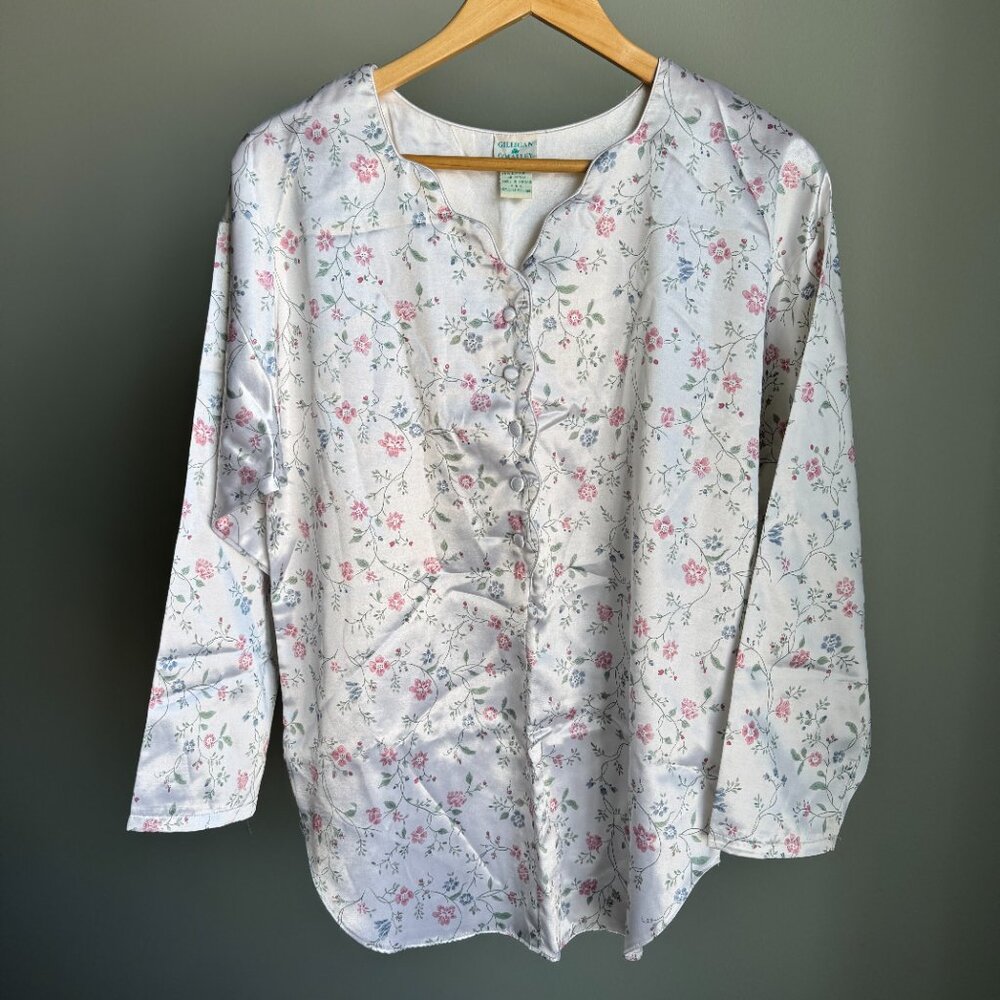 Satin Nightshirt Wildflowers/White Vintage Gilligan O'Malley - Picture 13 of 14